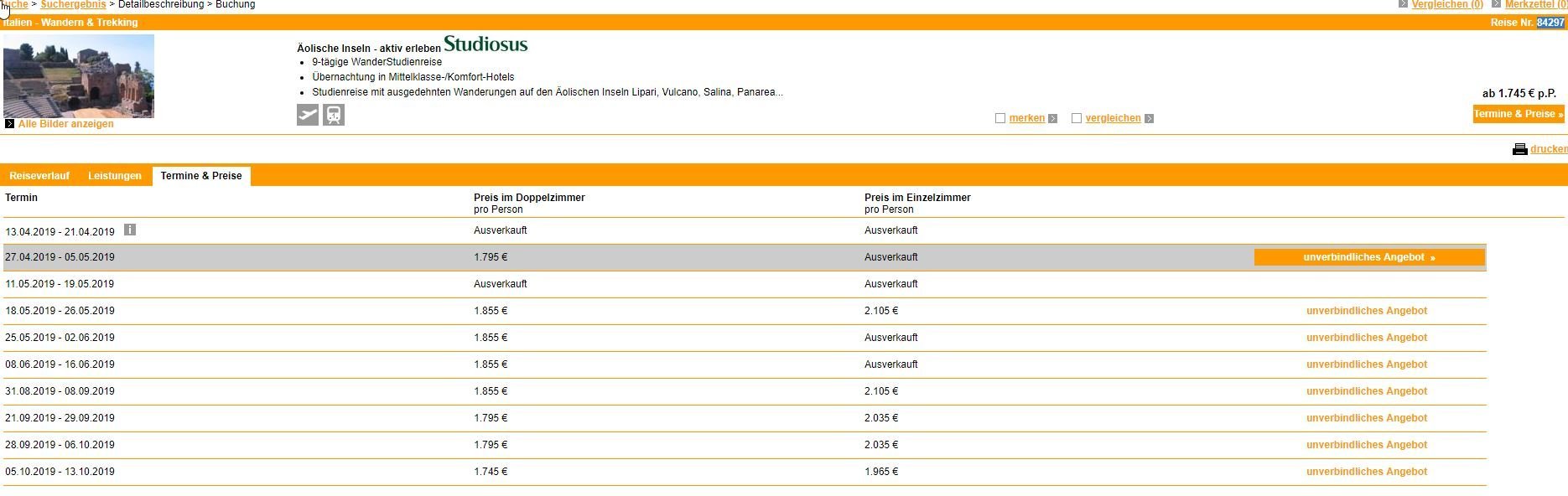 Wander Studienreise Studiosus, ab 1.745 &euro; – 9-t&auml;gige Wander Studienreise Studiosus mit ausgedehnten Wanderungen auf den &Auml;olischen Inseln Lipari, Vulcano, Salina, Panarea und Stromboli