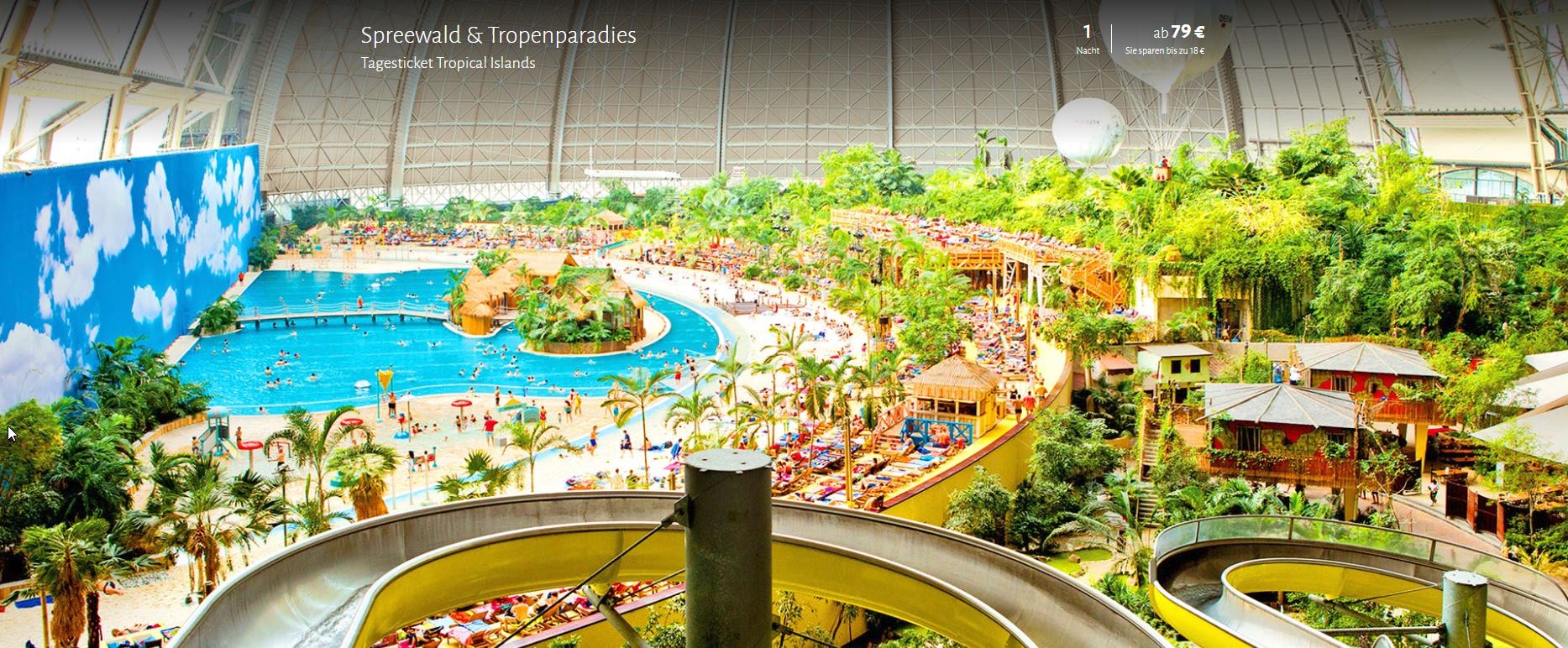 , ab 79 &euro; – 2 Tage Kurzurlaub im Tropical Islands inkl. &Uuml;bernachtung im 3* Best Western Hotel Spreewald , Fr&uuml;hst&uuml;ck & Tagesticket