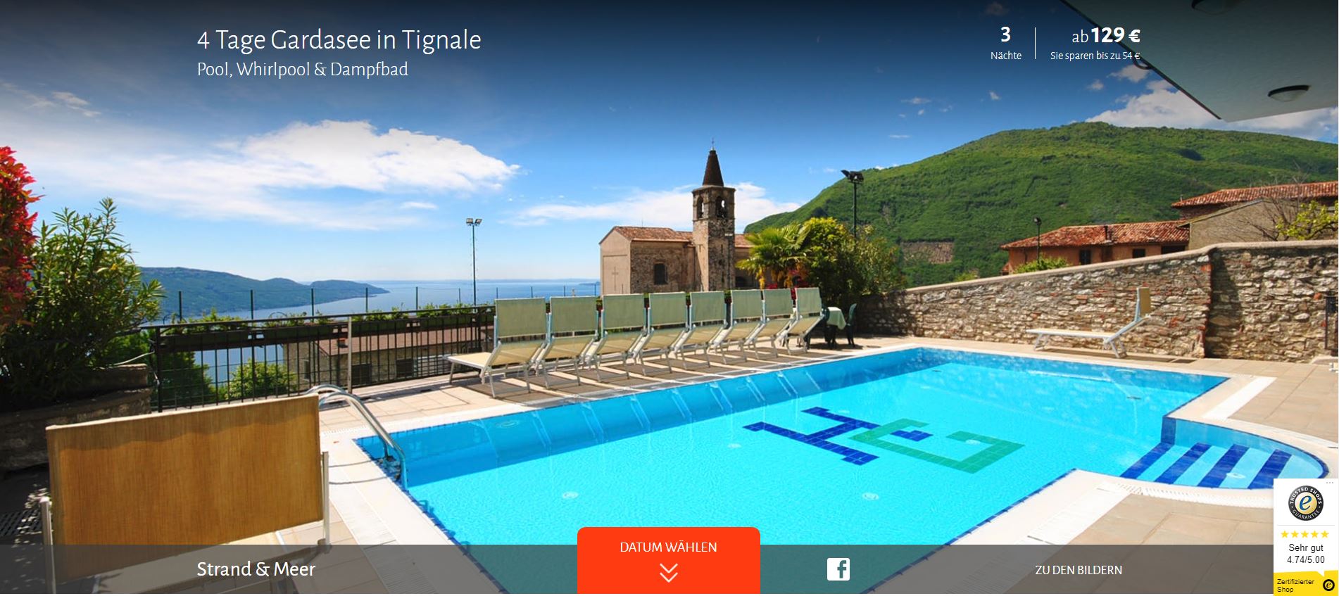Tignale, ab 99 &euro; – 4 Tage Tignale / Gardasee im 3* Hotel Gallo Tignale inkl. Halbpension, Weinverkostung & Nutzung des Wellnessbereiches