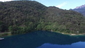 Drone above Lago di Ledro