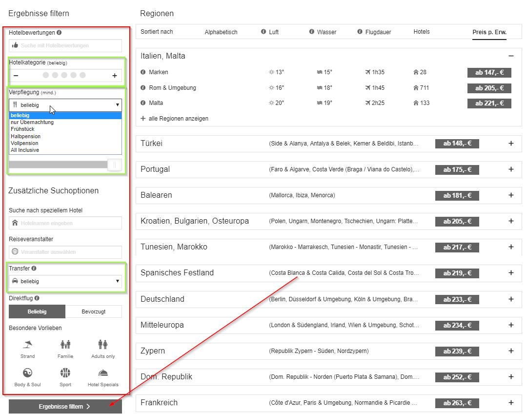 Reisebudget, Tutorial : Welche Reise L&auml;nder kann ich mit einem bestimmten Reisebudget bereisen ?