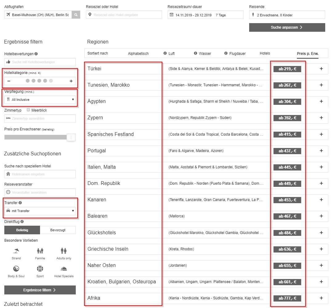 Reisebudget, Tutorial : Welche Reise L&auml;nder kann ich mit einem bestimmten Reisebudget bereisen ?