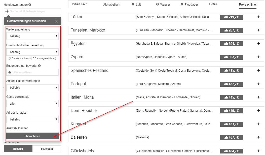 Reisebudget, Tutorial : Welche Reise L&auml;nder kann ich mit einem bestimmten Reisebudget bereisen ?