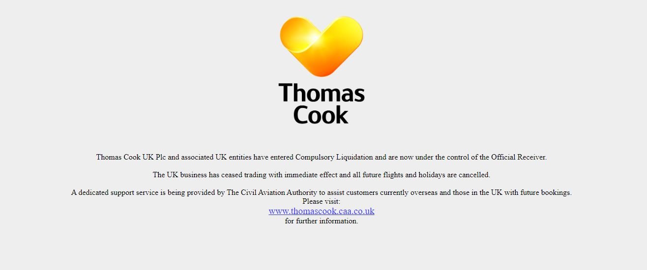 , Insolvenz eingeleitet : Thomas Cook stellt Gesch&auml;ftsbetrieb ein