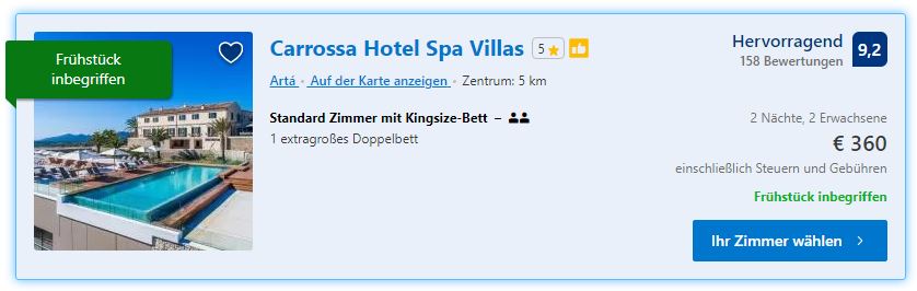 carrossa-2 Carrossa Hotel Spa Villas, ab 180 € – 2,3,4 oder 7 Tage Artá / Mallorca im 5* Carrossa Hotel Spa Villas ( Neueröffnung 2018 ) inkl. Frühstück