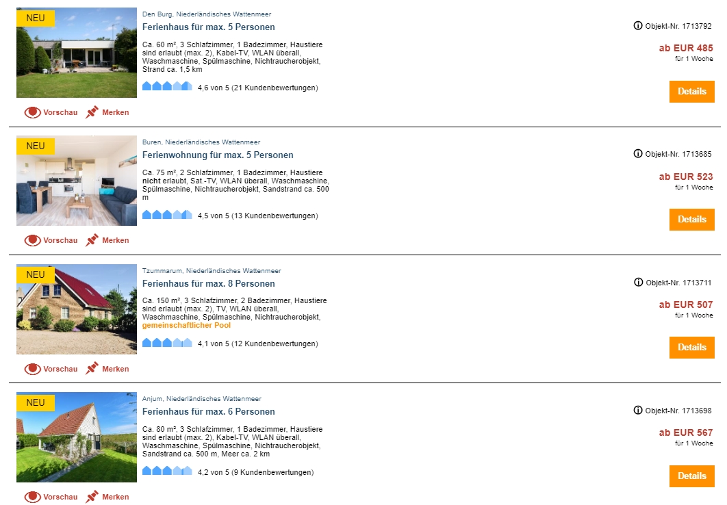 Ferienwohnungen am niederl&auml;ndischen Wattenmeer, ab 5,92 &euro; / Woche – Ferienh&auml;user & Ferienwohnungen am niederl&auml;ndischen Wattenmeer online buchen