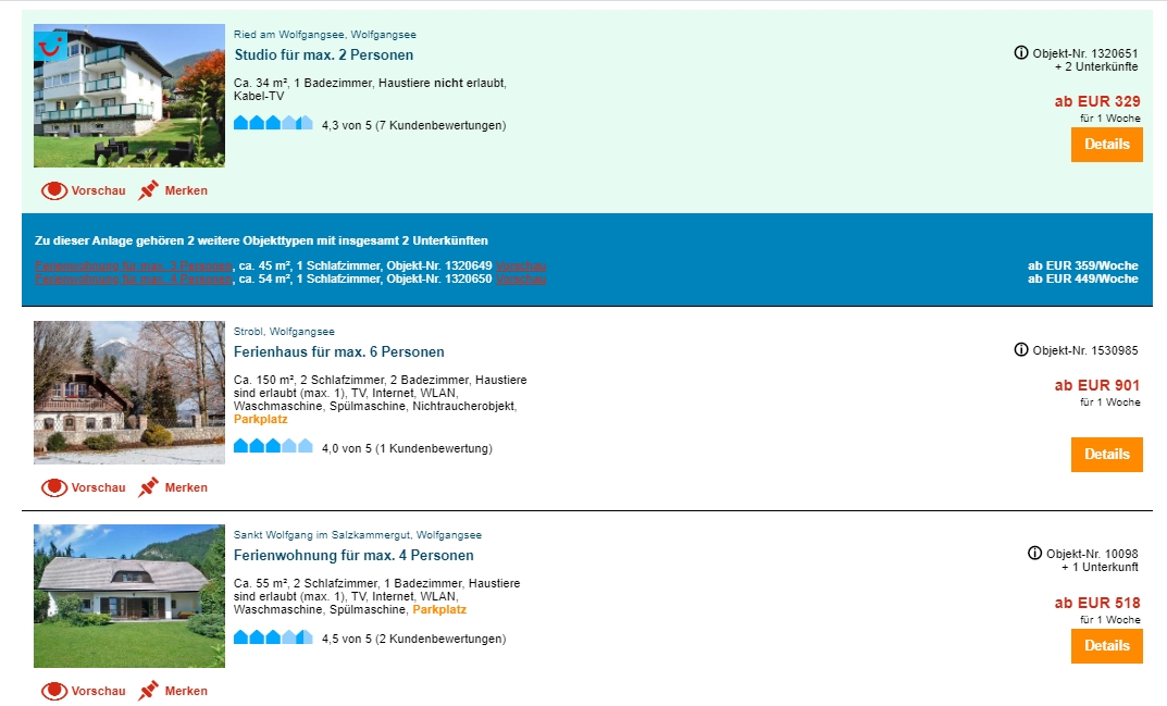 Ferienwohnungen am Wolfgangsee, ab 129 &euro; / Woche – Ferienh&auml;user & Ferienwohnungen am Wolfgangsee / Salzkammergut online buchen